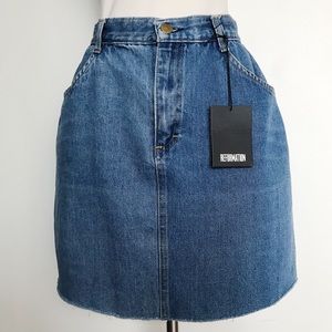 Reformation blue denim vintage reworked skirt